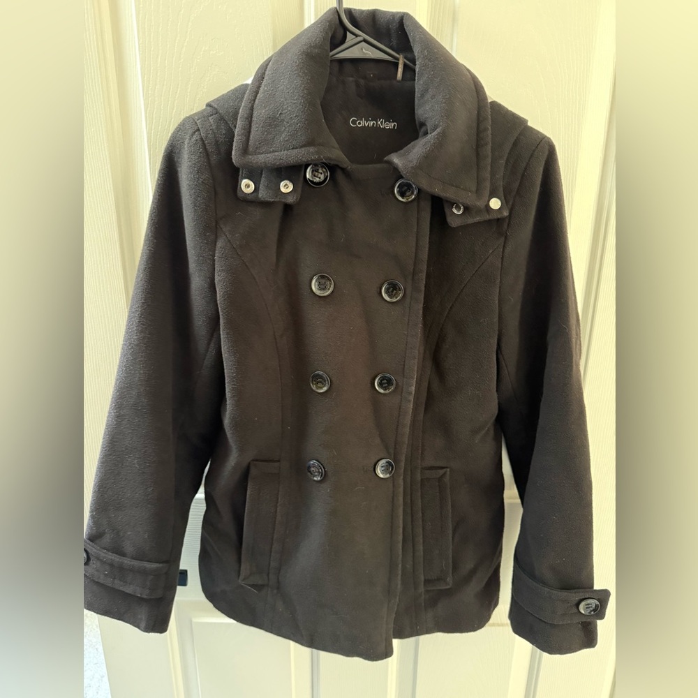 Calvin Klein Pea Coat.  Used but no flaws.  Freshley dry cleaned. Size 4